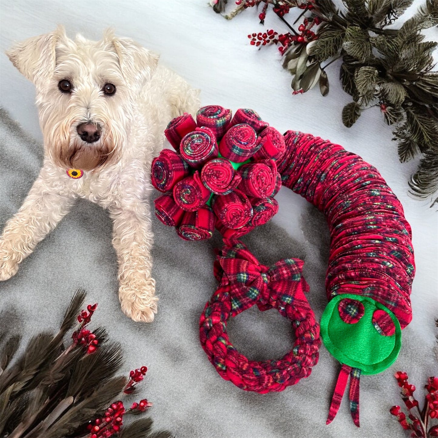 Festive 3 in 1 - Snake/Wreath Tug /Cage Ball Enrichment Sets  (Free Postage)