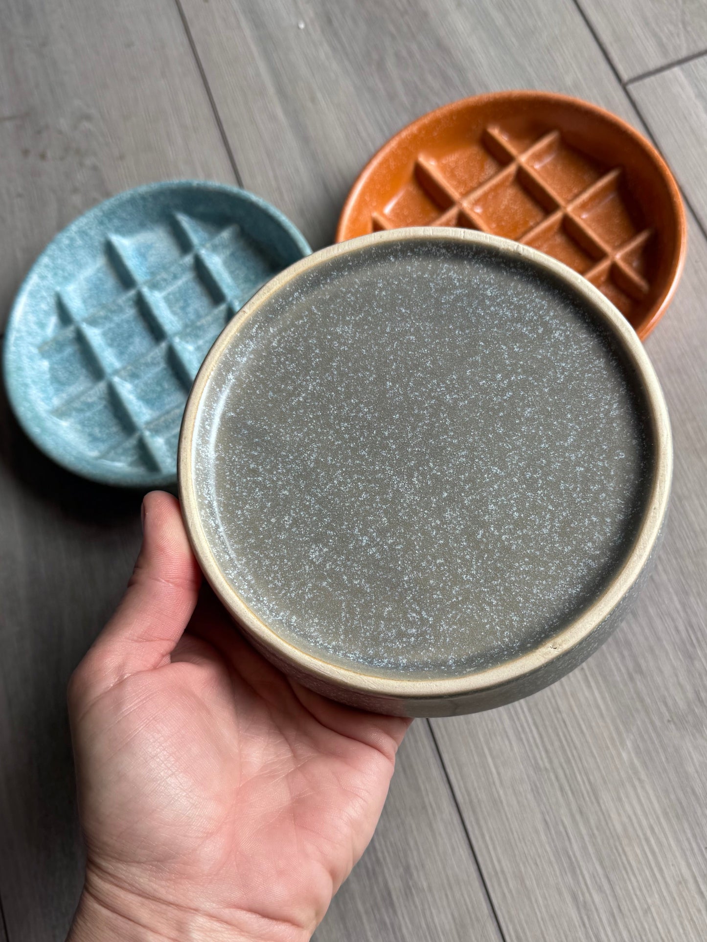 Ceramic Waffle Slow Feeder Bowl