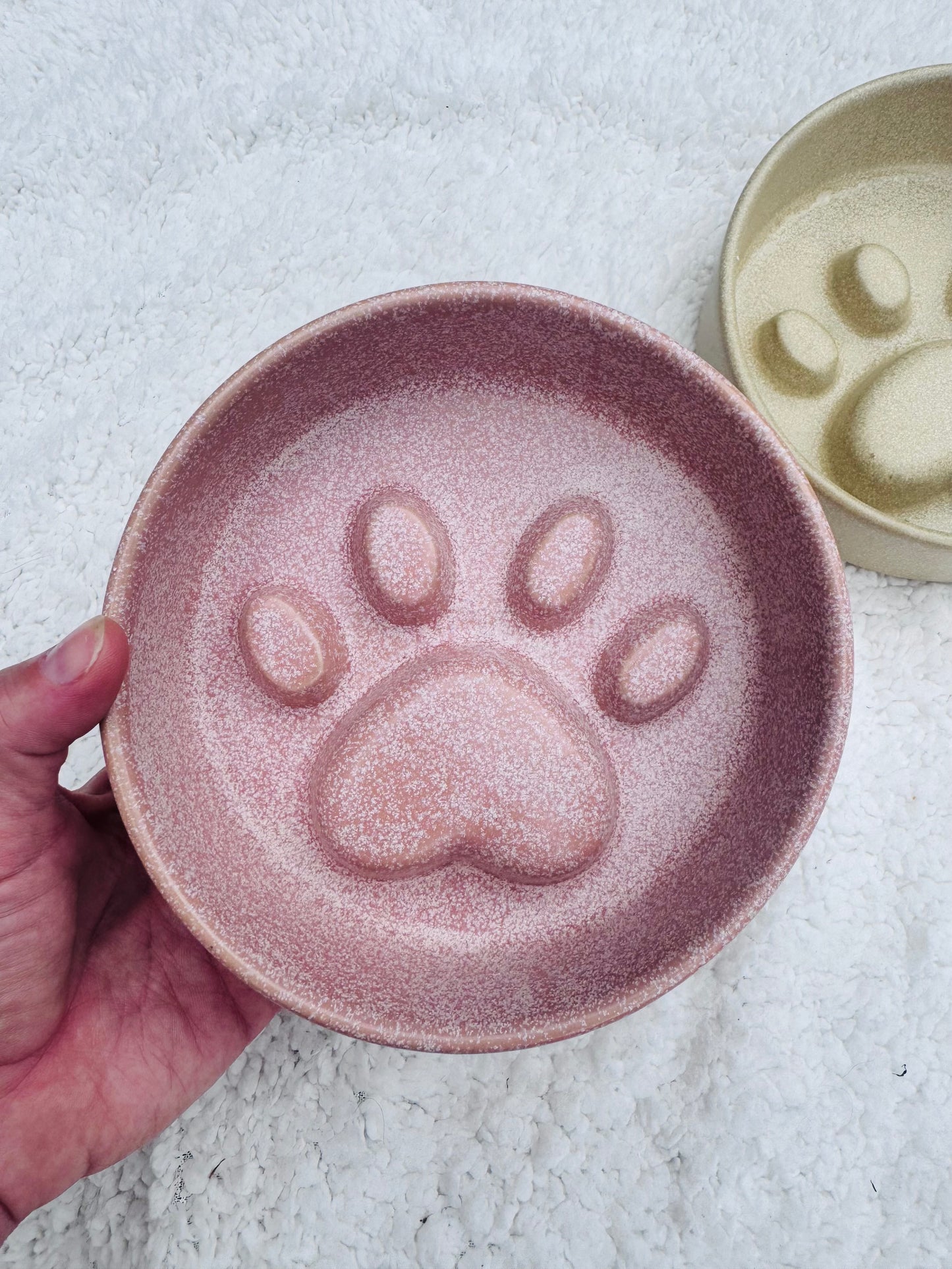 Ceramic Paw Print Slow Feeder Bowl