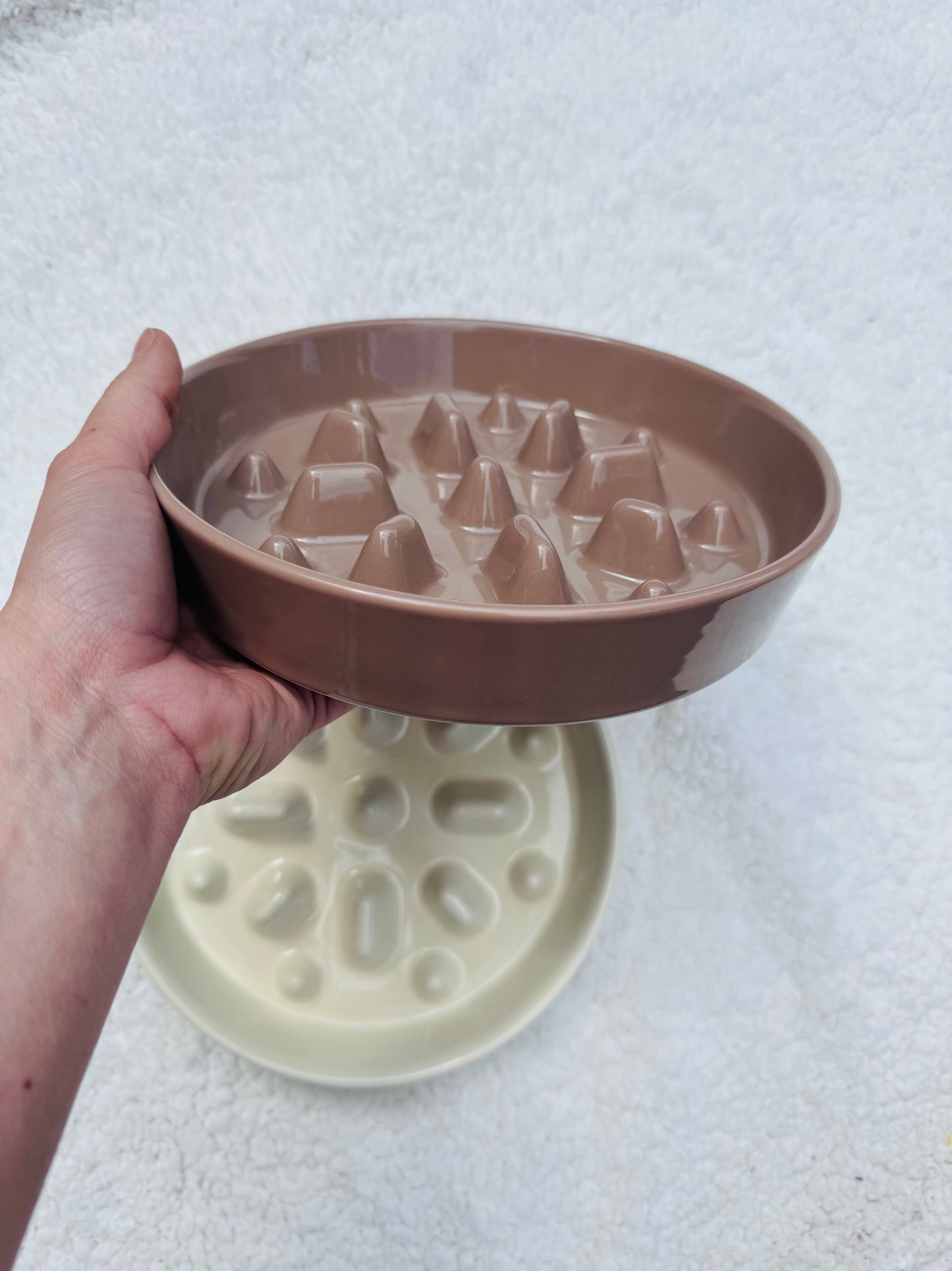 Ceramic Dotted Delight Slow Feeder Bowl