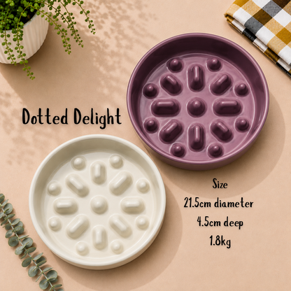 Ceramic Dotted Delight Slow Feeder Bowl