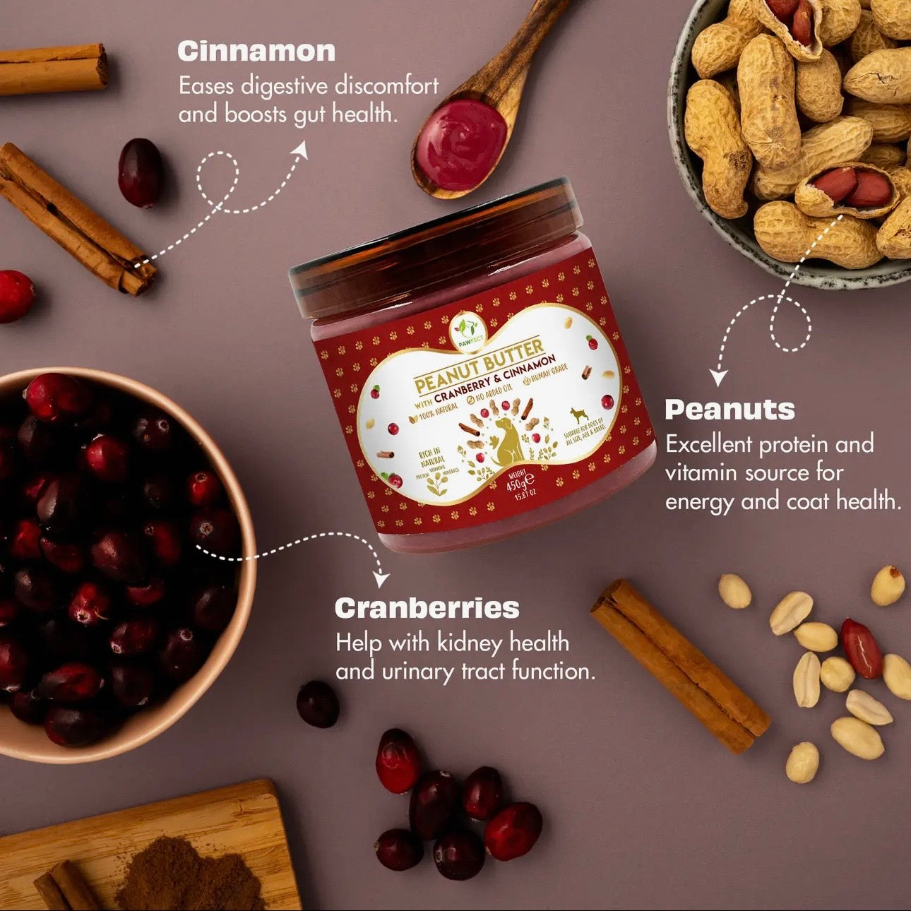 Peanut Butter With Cranberry & Cinnamon
