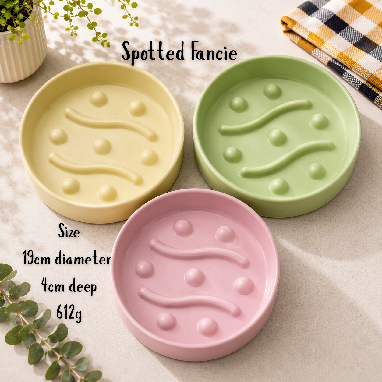 Ceramic Spotted Fancie Slow Feeder Bowl