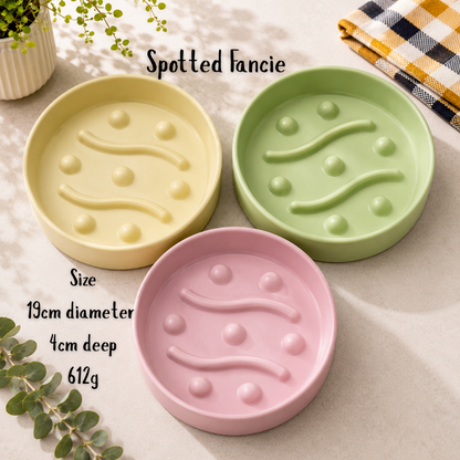 Ceramic Spotted Fancie Slow Feeder Bowl