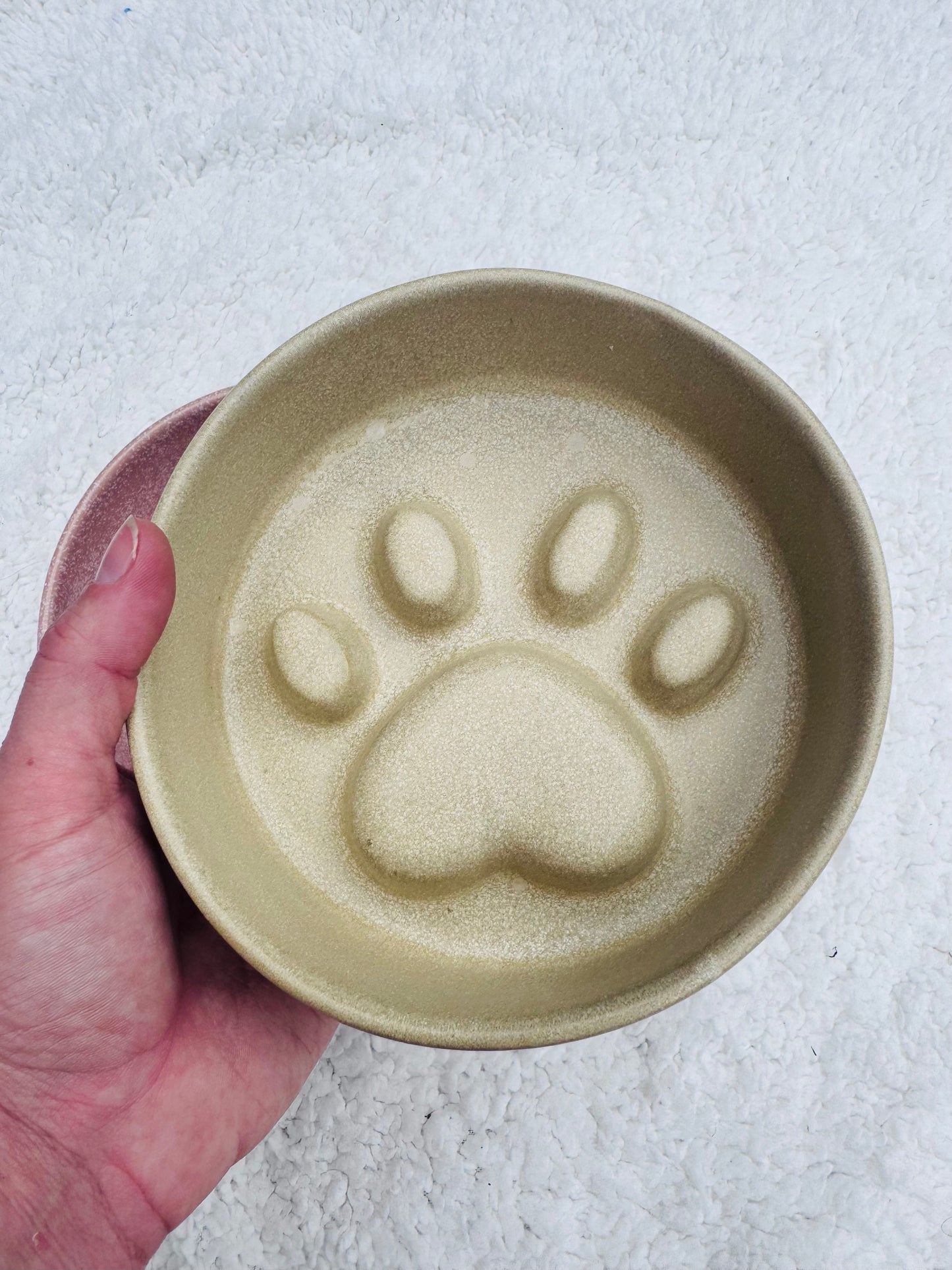 Ceramic Paw Print Slow Feeder Bowl