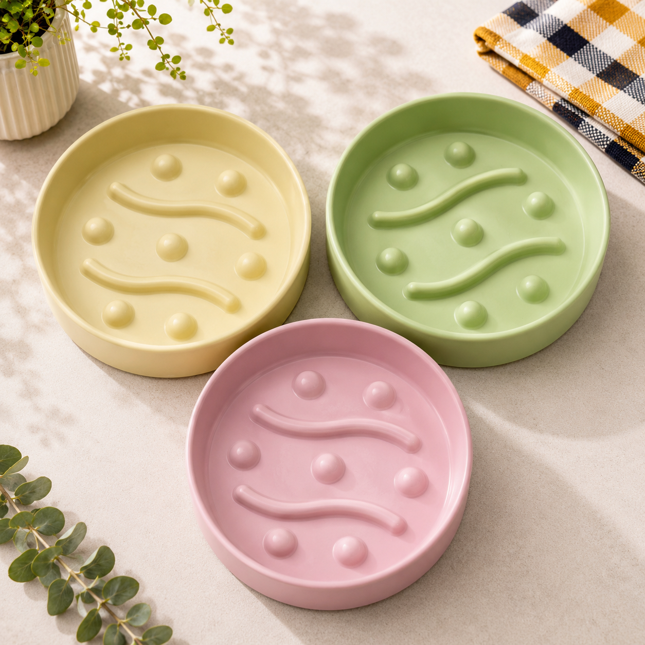 Ceramic Spotted Fancie Slow Feeder Bowl