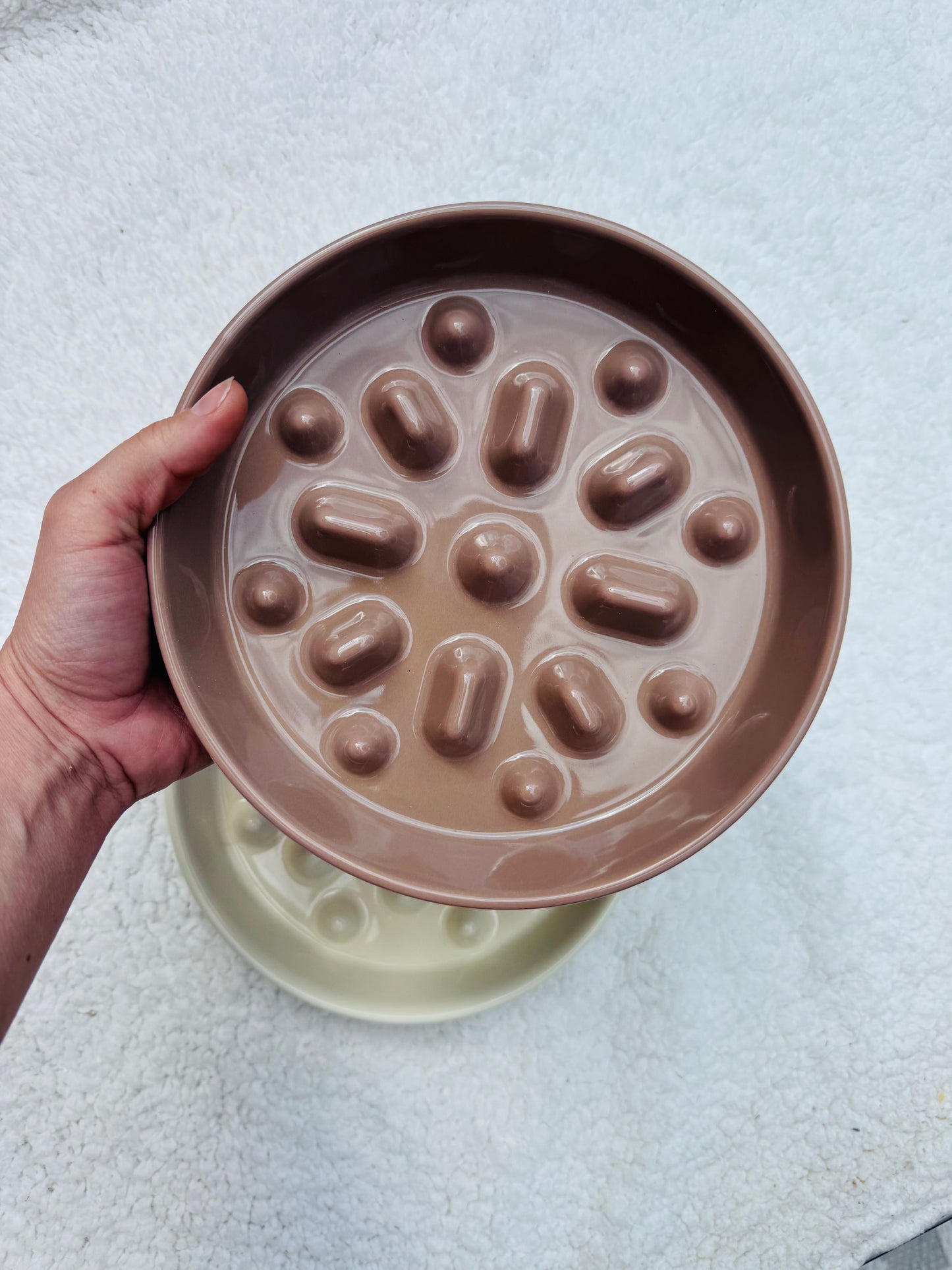 Ceramic Dotted Delight Slow Feeder Bowl
