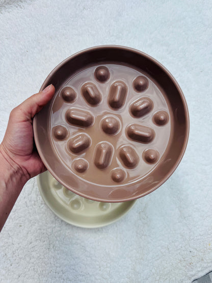 Ceramic Dotted Delight Slow Feeder Bowl