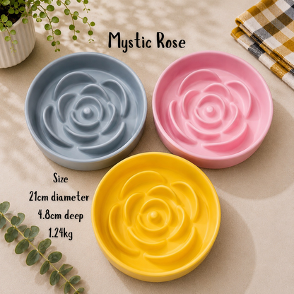 Ceramic Mystic Rose Slow Feeder Bowl