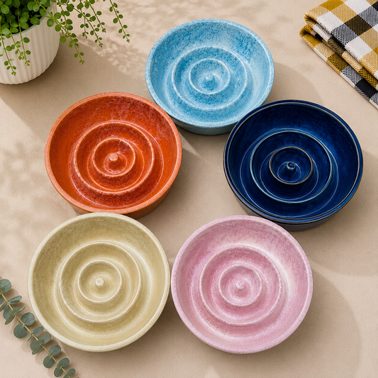 Ceramic Swirly Whirl Slow Feeder Bowl