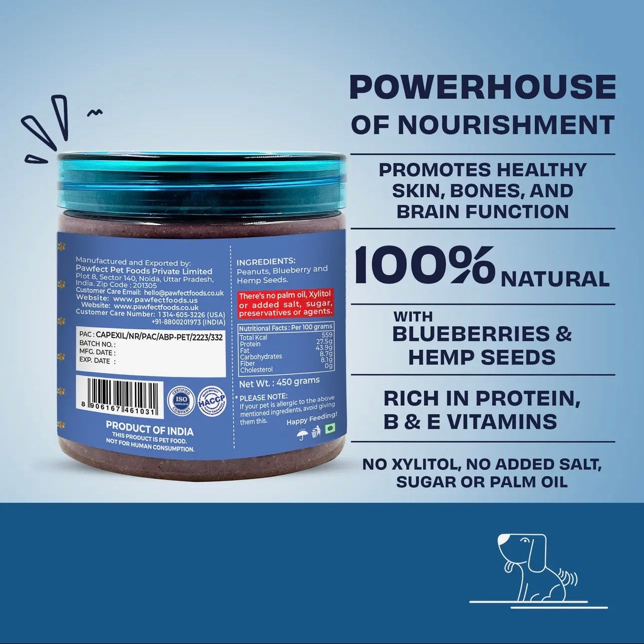 Peanut Butter With Blueberries & Hemp Seeds