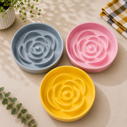 Ceramic Mystic Rose Slow Feeder Bowl