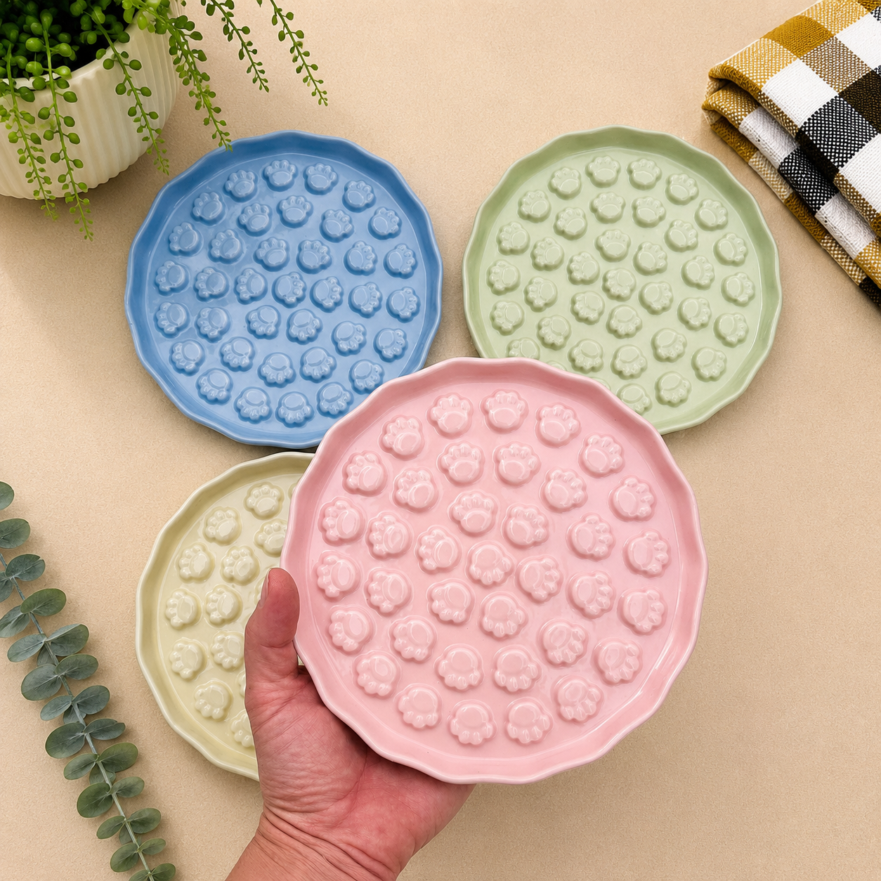 Ceramic Paw Plate Slow Feeder