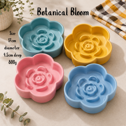 Ceramic Botanical Bloom Slow Feeder Bowl