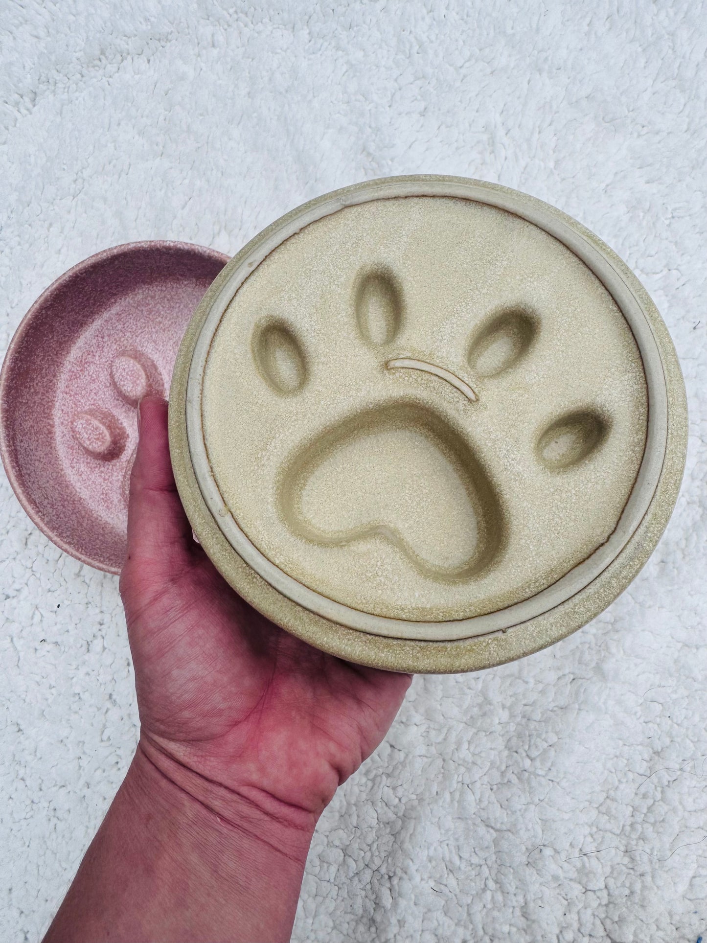 Ceramic Paw Print Slow Feeder Bowl