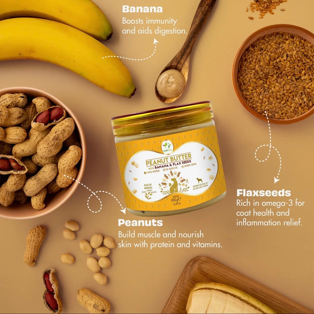 Peanut Butter With Banana & Flax Seeds
