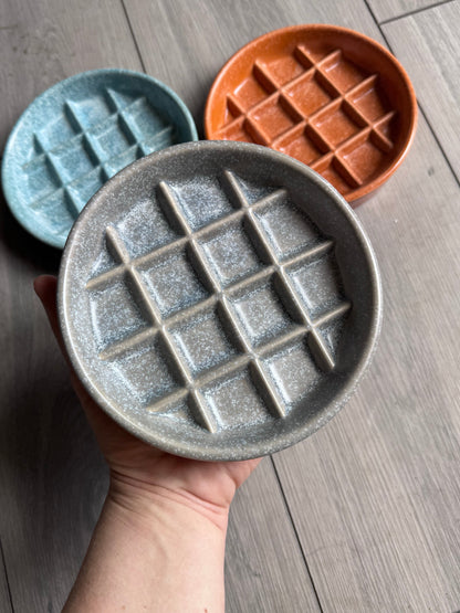 Ceramic Waffle Slow Feeder Bowl