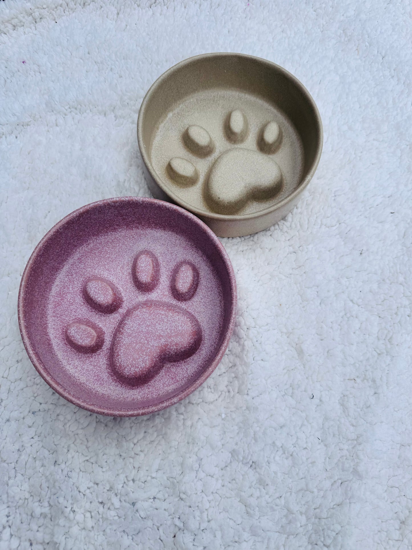 Ceramic Paw Print Slow Feeder Bowl
