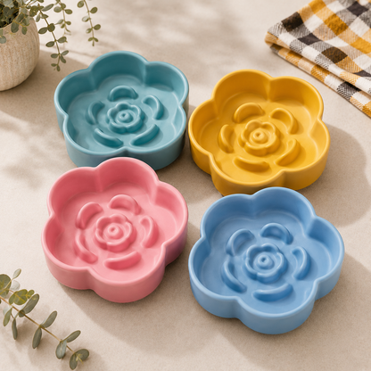 Ceramic Botanical Bloom Slow Feeder Bowl