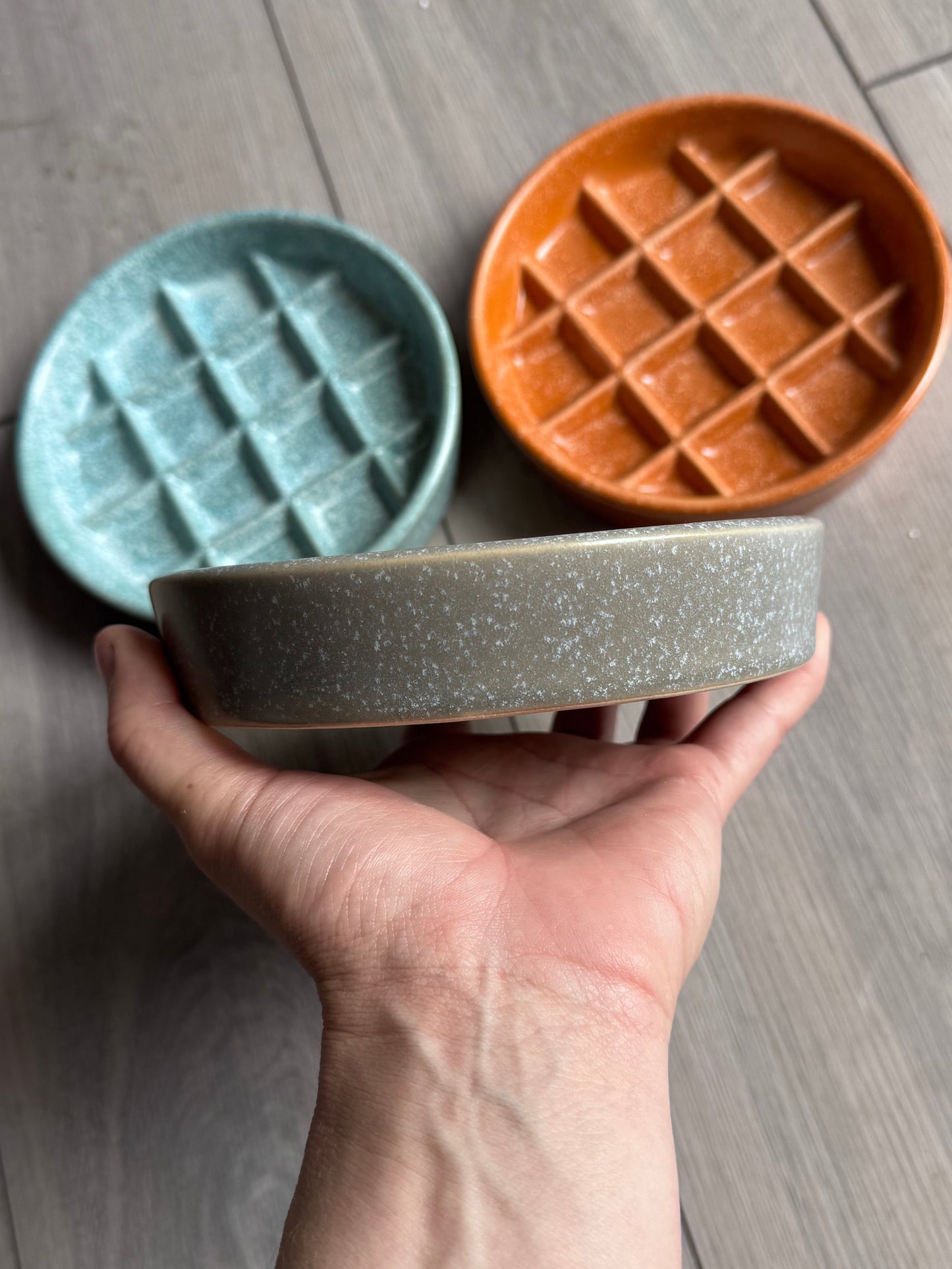 Ceramic Waffle Slow Feeder Bowl