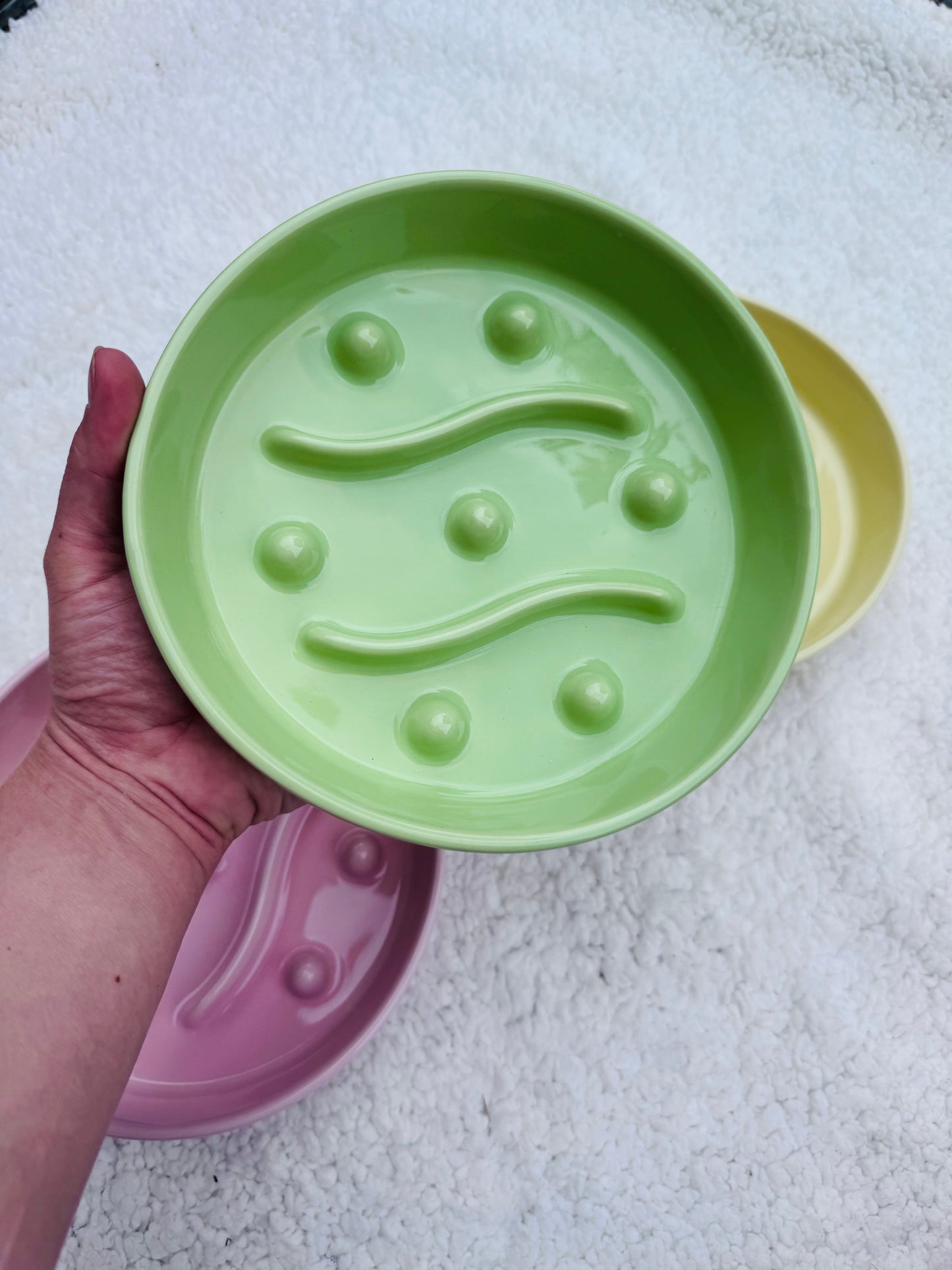 Ceramic Spotted Fancie Slow Feeder Bowl