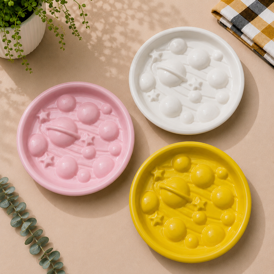 Ceramic Cosmos Slow Feeder Bowl