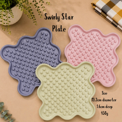 Ceramic Swirly Stars Slow Feeder Plate