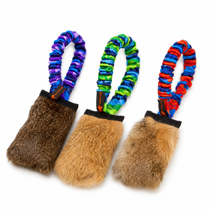 Rabbit Skin Pocket Size Squeaky Bungee, Tug-E-Nuff Range