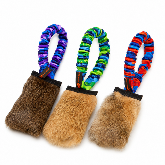 Rabbit Skin Pocket Size Squeaky Bungee, Tug-E-Nuff Range