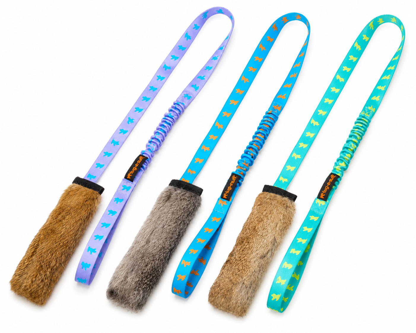 Rabbit Fur Long Line Squeaky Bungee, Tug-E-Nuff Range