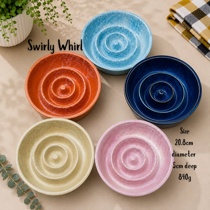 Ceramic Swirly Whirl Slow Feeder Bowl